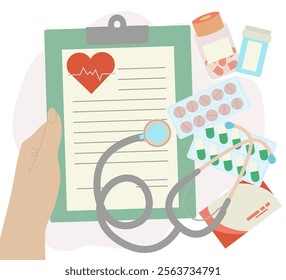 Medicines to treat diseases. Healthcare. Medical equipment to use at home. Medicines to treat diseases. Vector illustration.