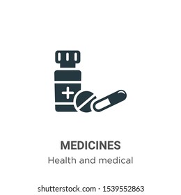 Medicines vector icon on white background. Flat vector medicines icon symbol sign from modern health and medical collection for mobile concept and web apps design.