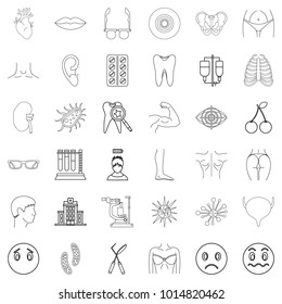 Medico icons set. Outline set of 36 medico vector icons for web isolated on white background