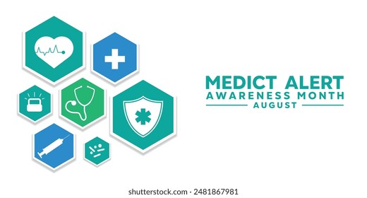 Medict Alert Awareness Month. Great for cards, banners, posters, social media and more. White background.