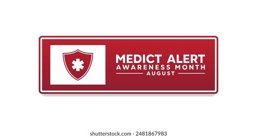 Medict Alert Awareness Month. Shield and more. Great for cards, banners, posters, social media and more. White background.