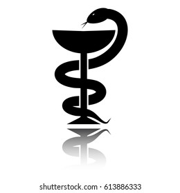 Medicul snake with cup vector icon