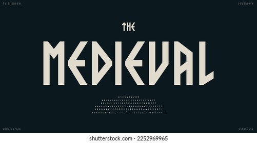 Medieval alphabet, nordic multilingual typeface, traditional simple Scandinavian font for Viking and Celtic logo, headline, and typography. Vector typographic design.