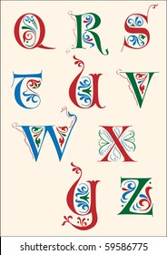 Medieval Alphabet Q-Z