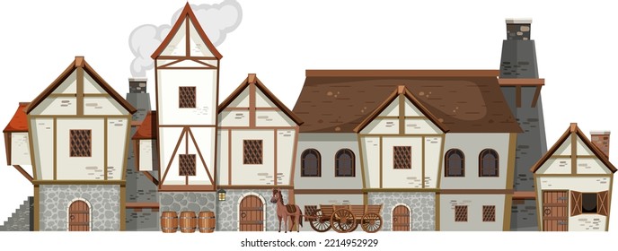 Medieval ancient building on white background illustration