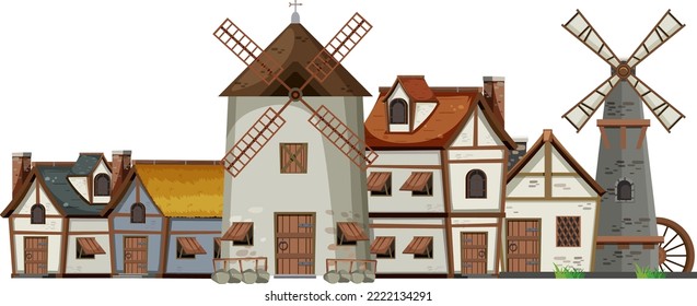 Medieval ancient building on white background illustration