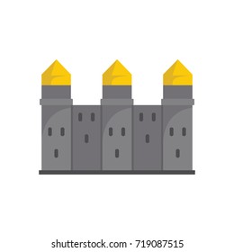 Medieval ancient fortress castle with fortified wall and towers icon. Flat illustration of Medieval castle vector icon for web isolated on white background