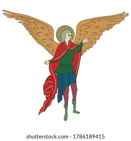 Medieval angel. Isolated vector illustration.