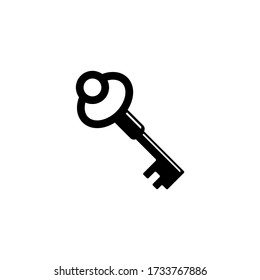 Medieval Antique Old Key, Unlock Tool. Flat Vector Icon illustration. Simple black symbol on white background. Medieval Antique Old Key, Unlock Tool sign design template for web and mobile UI element