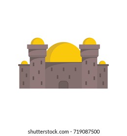 Medieval Arabian castle with fortified wall and towers icon. Flat illustration of Medieval castle vector icon for web isolated on white background