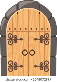 Ilustração de vetor de porta de madeira de arco medieval