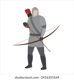 medieval archer with a bow, vector illustration