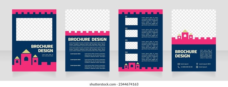 Medieval architecture heritage blank brochure design. Template set with copy space for text. Premade corporate reports collection. Editable 4 paper pages. Myriad Pro, Cairo fonts used