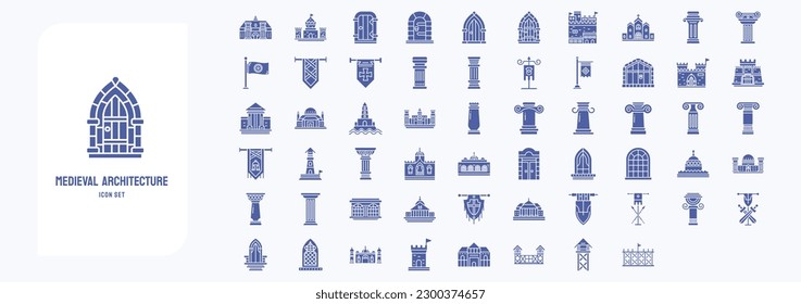 Medieval architecture, including icons like Castle, Corinthian pillar, Fort, Palace and more