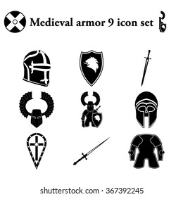 Medieval armor icons set