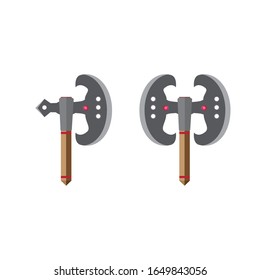 Medieval axe. Game weapon cartoon vector illustration