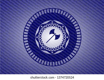 medieval axe icon with denim texture