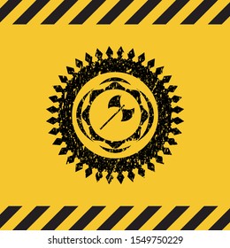 medieval axe icon grunge warning sign emblem. Vector Illustration. Detailed.