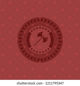 medieval axe icon inside badge with red background