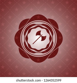 medieval axe icon inside badge with red background