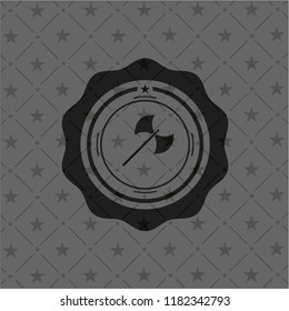 medieval axe icon inside black badge