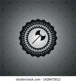 medieval axe icon inside black emblem