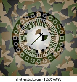 medieval axe icon inside camo emblem