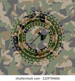 medieval axe icon inside camouflage texture