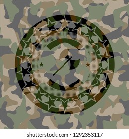 medieval axe icon inside camouflage texture