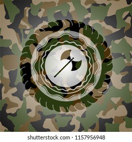 medieval axe icon inside camouflaged emblem