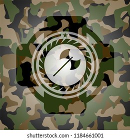 medieval axe icon inside camouflaged emblem