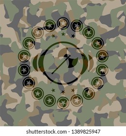 medieval axe icon inside camouflaged emblem