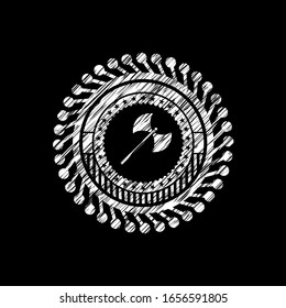 Mittelalterliches Axt-Symbol im Chalkboard-Emblem