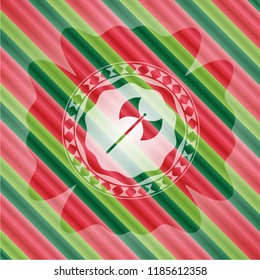 medieval axe icon inside christmas emblem.