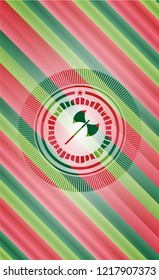 medieval axe icon inside christmas badge background.