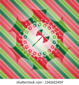 medieval axe icon inside christmas badge background.