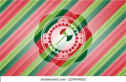 medieval axe icon inside christmas style emblem.