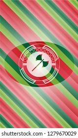 medieval axe icon inside christmas badge background.
