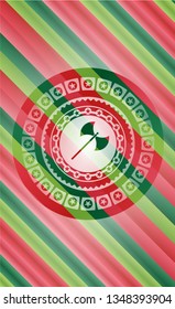 medieval axe icon inside christmas colors badge.