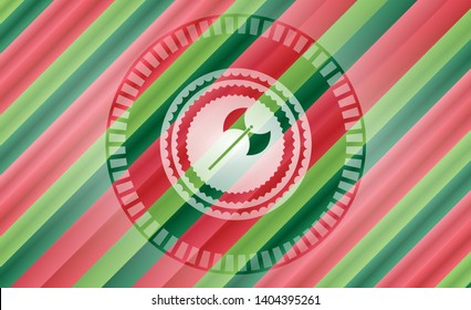 medieval axe icon inside christmas emblem.