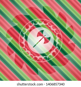 medieval axe icon inside christmas emblem.