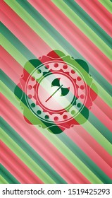 medieval axe icon inside christmas colors emblem.