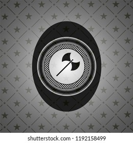 medieval axe icon inside dark emblem