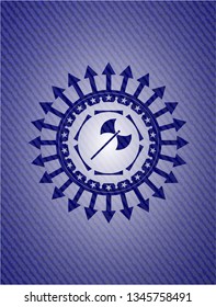medieval axe icon inside emblem with jean high quality background