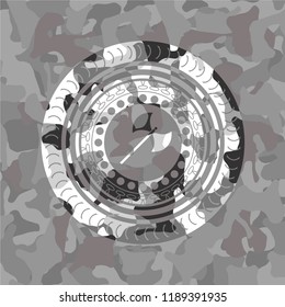 medieval axe icon inside grey camo emblem