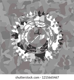 medieval axe icon inside grey camouflaged emblem