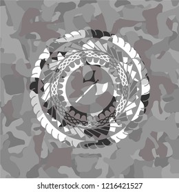 medieval axe icon inside grey camouflage texture