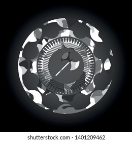 medieval axe icon inside grey camouflage emblem