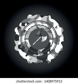 medieval axe icon inside grey camo emblem
