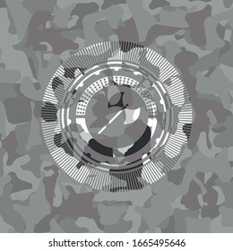 medieval axe icon inside grey camouflage emblem
